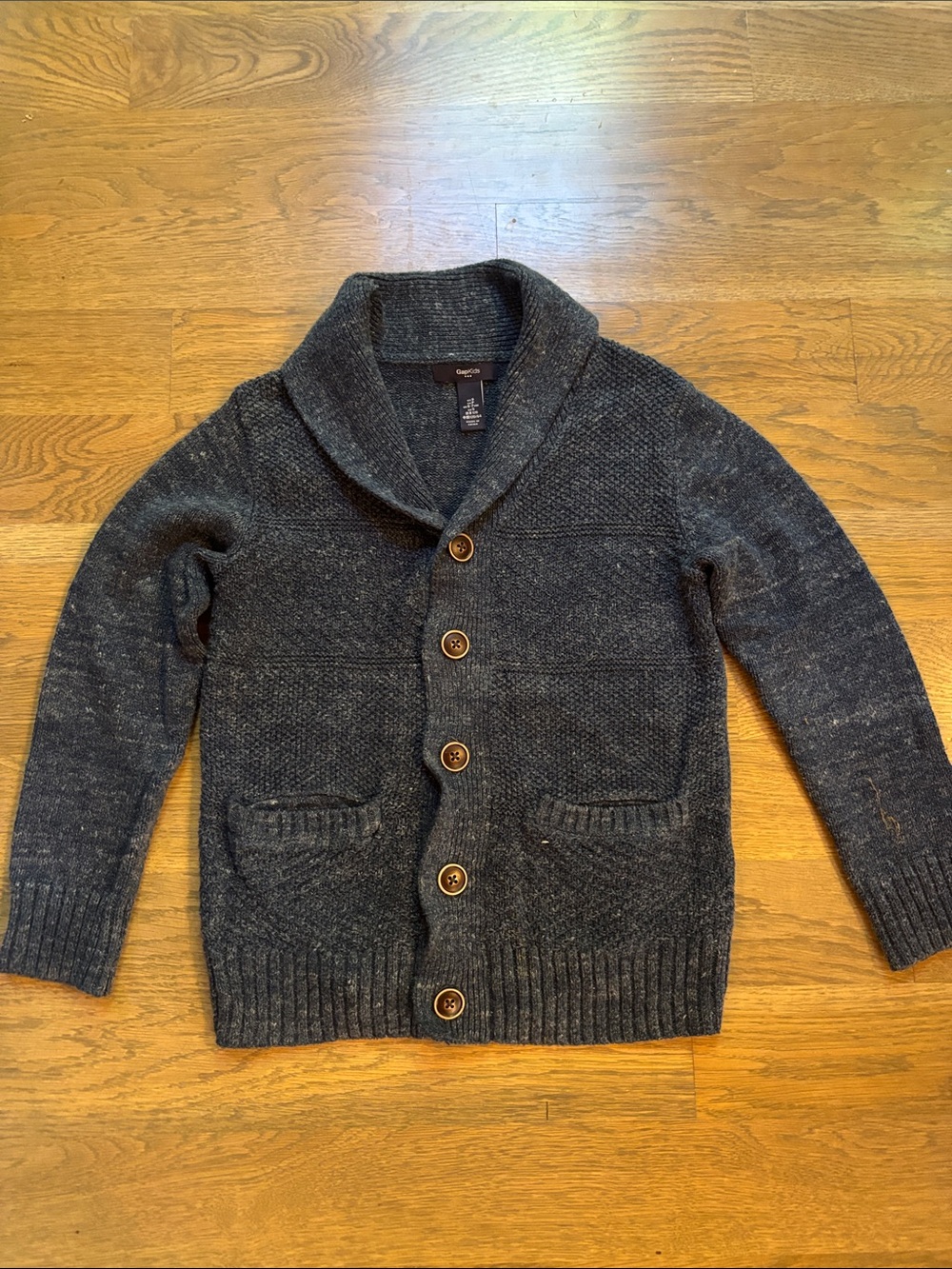 GAP Boys Charcoal Shawl Collar Button Cardigan 6-7 yr size S